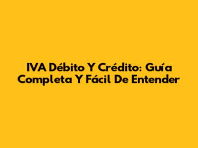 IVA Débito Y Crédito: Guía Completa Y Fácil De Entender