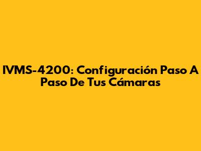 IVMS-4200: Configuración Paso A Paso De Tus Cámaras