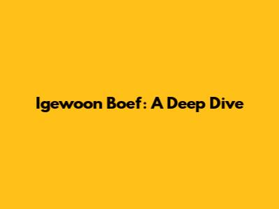 Igewoon Boef: A Deep Dive