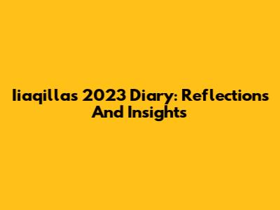 Iiaqilla's 2023 Diary: Reflections And Insights