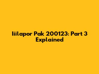 Iiilapor Pak 200123: Part 3 Explained