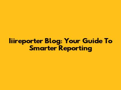 Iiireporter Blog: Your Guide To Smarter Reporting