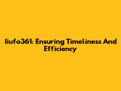 Iiufo361: Ensuring Timeliness And Efficiency