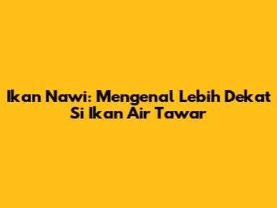 Ikan Nawi: Mengenal Lebih Dekat Si Ikan Air Tawar