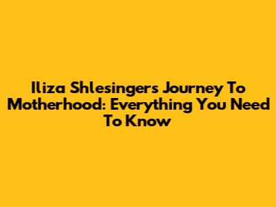 Iliza Shlesinger's Journey To Motherhood: Everything You Need To Know