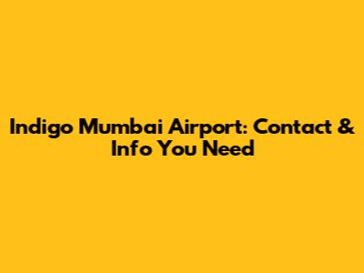 Indigo Mumbai Airport: Contact & Info You Need