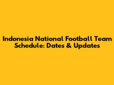 Indonesia National Football Team Schedule: Dates & Updates