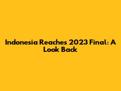Indonesia Reaches 2023 Final: A Look Back