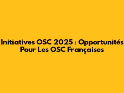 Initiatives OSC 2025 : Opportunités Pour Les OSC Françaises