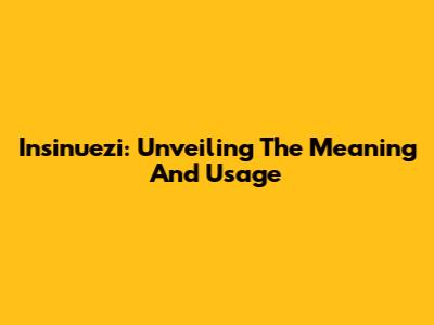 Insinuezi: Unveiling The Meaning And Usage