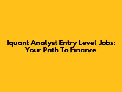 Iquant Analyst Entry Level Jobs: Your Path To Finance