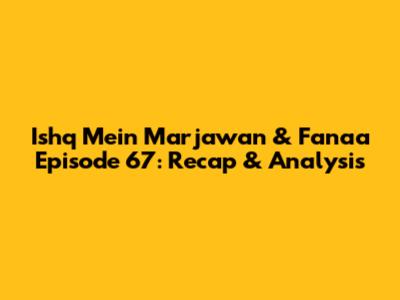 Ishq Mein Marjawan & Fanaa Episode 67: Recap & Analysis
