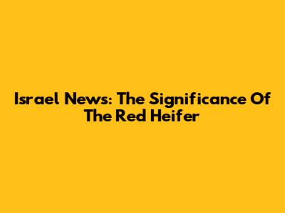 Israel News: The Significance Of The Red Heifer