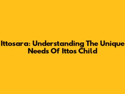 Ittosara: Understanding The Unique Needs Of Itto's Child
