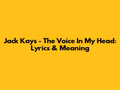 Jack Kays - The Voice In My Head: Lyrics & Meaning