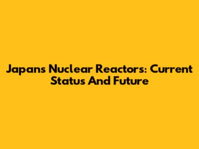 Japan's Nuclear Reactors: Current Status And Future