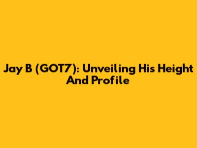 Jay B (GOT7): Unveiling His Height And Profile