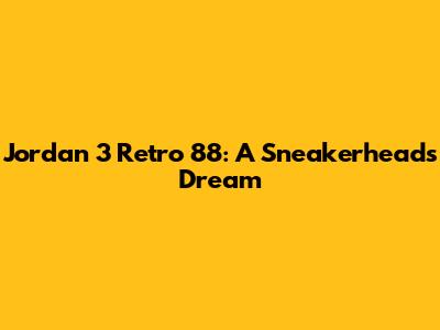 Jordan 3 Retro 88: A Sneakerhead's Dream