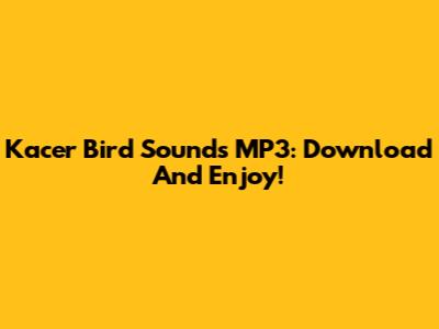 Kacer Bird Sounds MP3: Download And Enjoy!