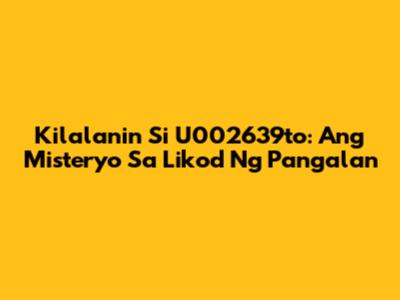 Kilalanin Si U002639to: Ang Misteryo Sa Likod Ng Pangalan