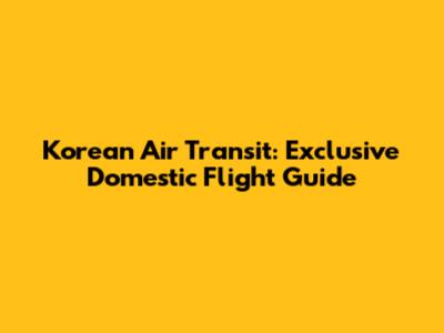 Korean Air Transit: Exclusive Domestic Flight Guide