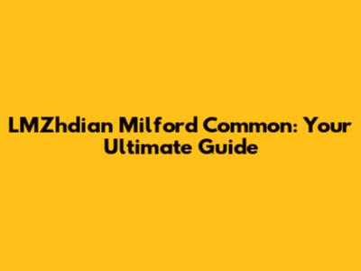 LMZhdian Milford Common: Your Ultimate Guide
