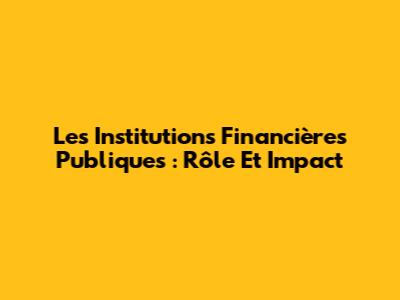 Les Institutions Financières Publiques : Rôle Et Impact