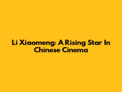 Li Xiaomeng: A Rising Star In Chinese Cinema