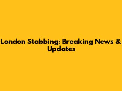 London Stabbing: Breaking News & Updates