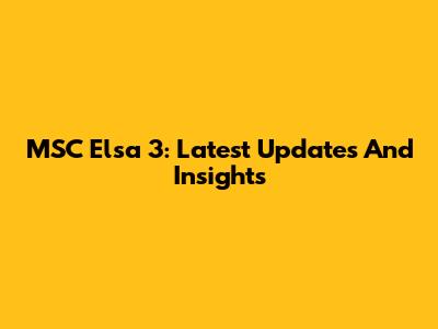 MSC Elsa 3: Latest Updates And Insights