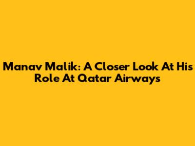 Manav Malik: A Closer Look At His Role At Qatar Airways