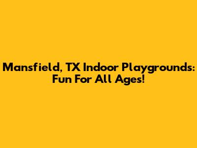 Mansfield, TX Indoor Playgrounds: Fun For All Ages!