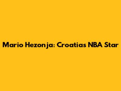Mario Hezonja: Croatia's NBA Star