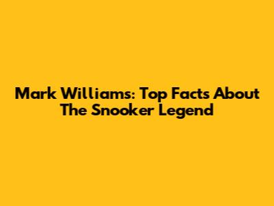 Mark Williams: Top Facts About The Snooker Legend