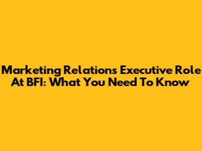 Marketing Relations Executive Role At BFI: What You Need To Know