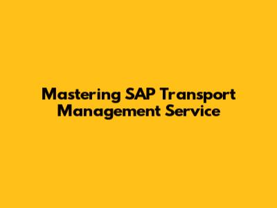 Mastering SAP Transport Management Service