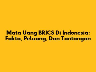 Mata Uang BRICS Di Indonesia: Fakta, Peluang, Dan Tantangan