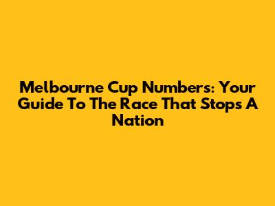 Melbourne Cup Numbers: Your Guide To The Race That Stops A Nation