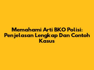 Memahami Arti BKO Polisi: Penjelasan Lengkap Dan Contoh Kasus