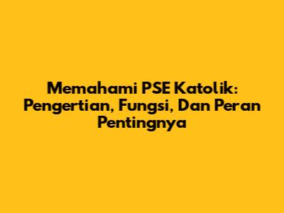 Memahami PSE Katolik: Pengertian, Fungsi, Dan Peran Pentingnya