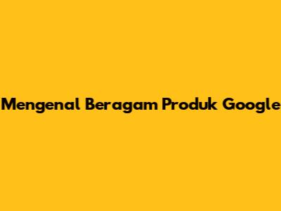 Mengenal Beragam Produk Google