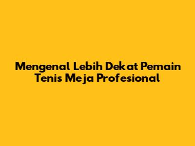 Mengenal Lebih Dekat Pemain Tenis Meja Profesional