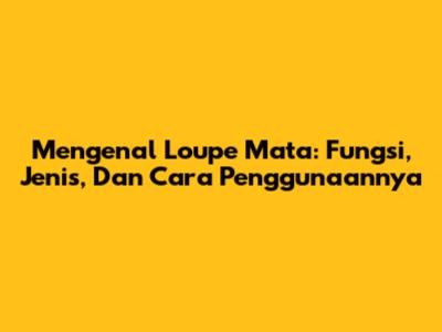 Mengenal Loupe Mata: Fungsi, Jenis, Dan Cara Penggunaannya