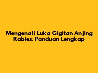 Mengenali Luka Gigitan Anjing Rabies: Panduan Lengkap