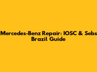 Mercedes-Benz Repair: IOSC & Seb's Brazil Guide