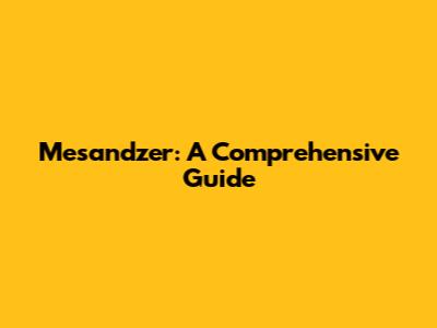 Mesandzer: A Comprehensive Guide