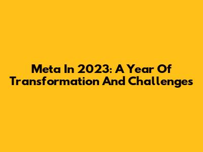 Meta In 2023: A Year Of Transformation And Challenges