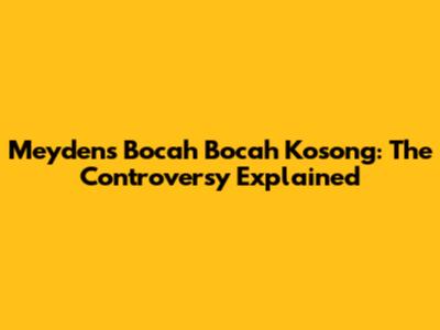 Meyden's "Bocah Bocah Kosong": The Controversy Explained