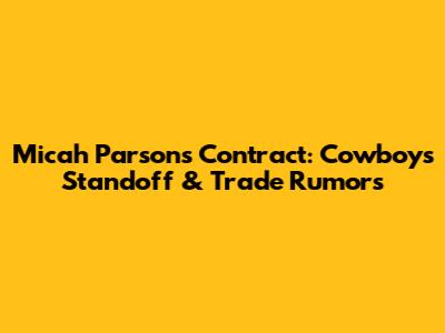 Micah Parsons Contract: Cowboys Standoff & Trade Rumors
