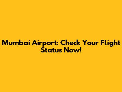 Mumbai Airport: Check Your Flight Status Now!